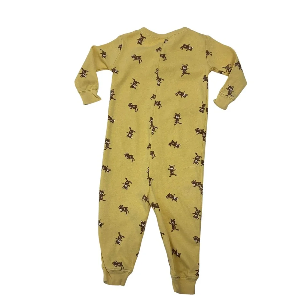 Gymboree Baby 6-12 Months Sleeper Yellow Bear Print Snap Cotton Pajamas 2005